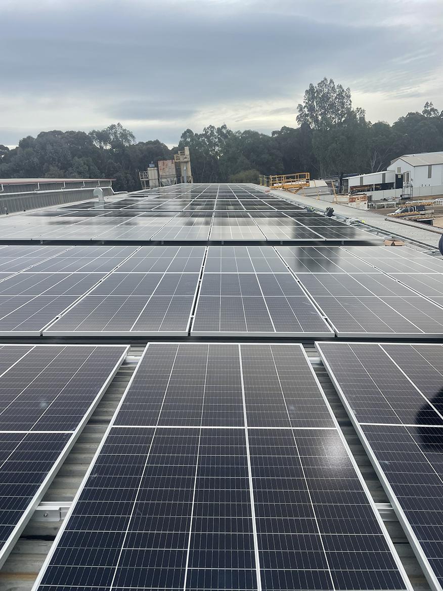 Aerial view of the Merriwa Industries solar panel installation.